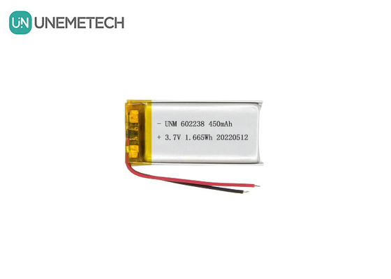 লিথিয়াম আয়ন পলিমার ব্যাটারি 602238 3.7V 450mAh রিচার্জযোগ্য লিথিয়াম আয়ন ব্যাটারি পোষা প্রাণী ট্র্যাকার জন্য