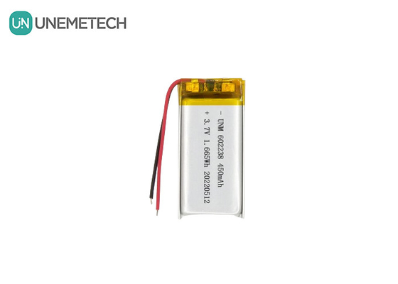 লিথিয়াম আয়ন পলিমার ব্যাটারি 602238 3.7V 450mAh রিচার্জযোগ্য লিথিয়াম আয়ন ব্যাটারি পোষা প্রাণী ট্র্যাকার জন্য