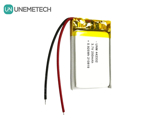 3.7V 250mAh লিপো রিচার্জেবল ব্যাটারি 442332 পোর্টেবল ইলেকট্রনিক ওয়েল জন্য