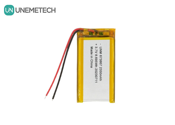 3.7V 2350mAh উচ্চ ক্ষমতা লিথিয়াম পলিমার ব্যাটারি 673867 পাওয়ার ব্যাংক জন্য