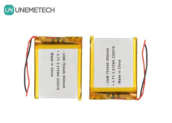 3.7V লিথিয়াম পলিমার ব্যাটারি 950mAh 753440 প্যাচ ব্যাটারি মিনি ক্যামেরার জন্য