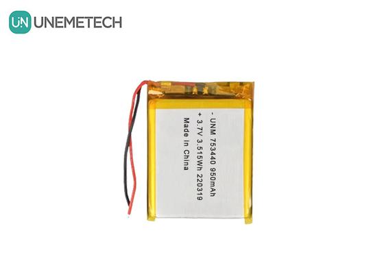 3.7V লিথিয়াম পলিমার ব্যাটারি 950mAh 753440 প্যাচ ব্যাটারি মিনি ক্যামেরার জন্য