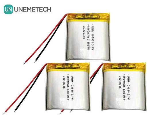 3.7V 1050mAh কাস্টম কমপ্যাক্ট ডিজাইন লিপো ব্যাটারি 103535 মিনিয়েচার প্রজেক্টরগুলির জন্য