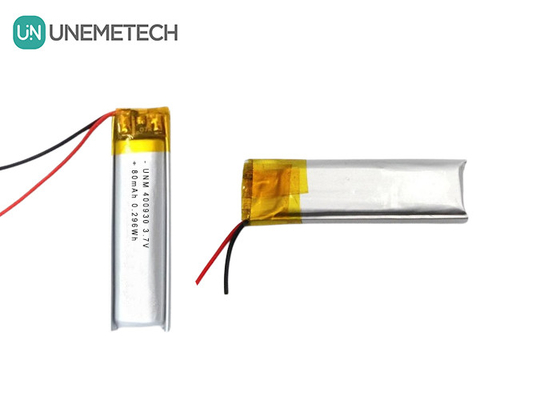 3.7V 80mAh 400930 কাস্টম লিথিয়াম পলিমার ব্যাটারি ইলেকট্রনিক মোমবাতি জন্য কম ওজন