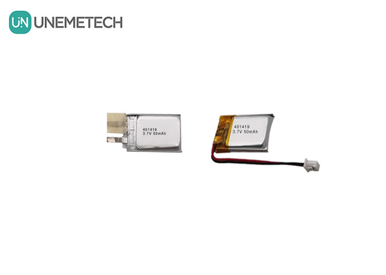 3.7V 50mAh ছোট ইলেকট্রনিক ডিভাইসের জন্য লিথিয়াম পলিমার ব্যাটারি 401419
