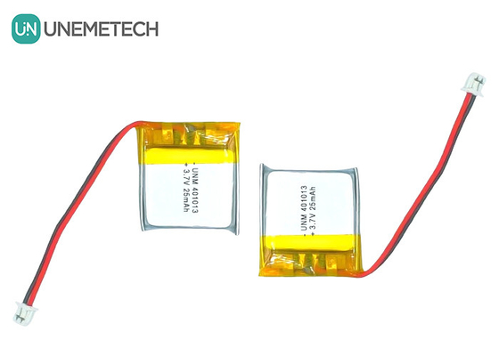 3.7V 25mAh 401013 স্মার্ট গ্লাসের জন্য রিচার্জযোগ্য অতি পাতলা পাতলা লিথিয়াম পলিমার ব্যাটারি