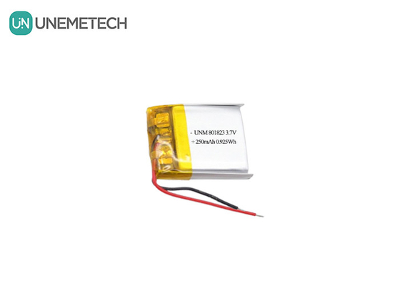 3.7V 250mAh 801823 পকেট ক্যালকুলেটর জন্য উচ্চ শক্তি ঘনত্ব Lipo ব্যাটারি