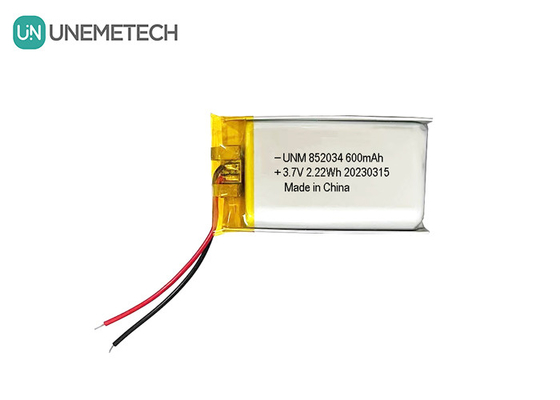 3.7V 600mAh 852034 হেডসেটের জন্য রিচার্জযোগ্য কাস্টম লিথিয়াম পলিমার ব্যাটারি