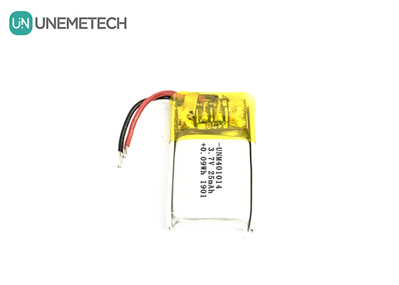 3.7V 25mAh 401014 স্মার্ট গ্লাসের জন্য আল্ট্রা ছোট রিচার্জেবল লিপো ব্যাটারি