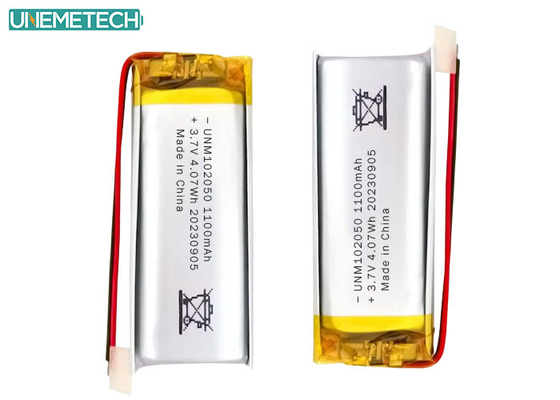 কাস্টম লিপো ব্যাটারি 102050 3.7 ভি 1100mAh লি পলিমার ব্যাটারি প্যাক সিই অনুমোদিত