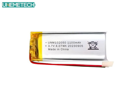 কাস্টম লিপো ব্যাটারি 102050 3.7 ভি 1100mAh লি পলিমার ব্যাটারি প্যাক সিই অনুমোদিত