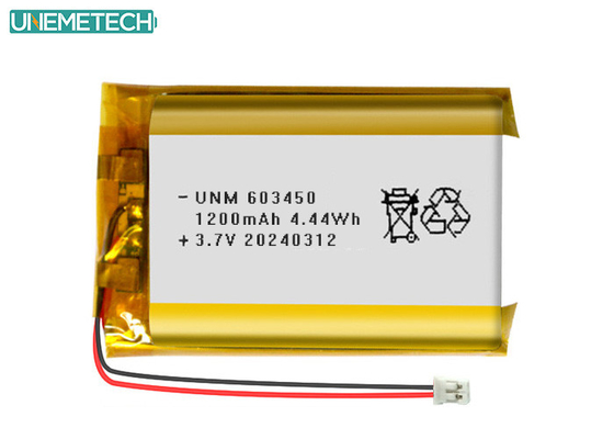 3.7V 1200mAh রিচার্জযোগ্য লিথিয়াম পলিমার ব্যাটারি 603450 ইলেকট্রনিক্সের জন্য সিই অনুমোদিত