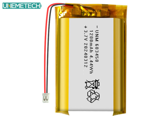 3.7V 1200mAh রিচার্জযোগ্য লিথিয়াম পলিমার ব্যাটারি 603450 ইলেকট্রনিক্সের জন্য সিই অনুমোদিত
