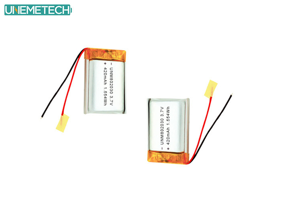 3.7V 420mAh 802030 ইলেকট্রনিক ডিভাইসের জন্য রিচার্জযোগ্য পলিমার লিথিয়াম ব্যাটারি
