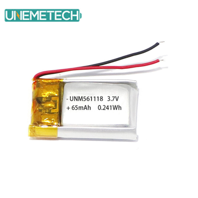 3.7V 65mAh 561118 রিচার্জযোগ্য কাস্টমাইজযোগ্য লিথিয়াম পলিমার ব্যাটারি ইয়ারফোনের জন্য