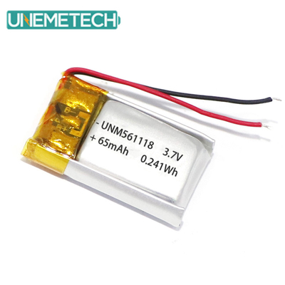 3.7V 65mAh 561118 রিচার্জযোগ্য কাস্টমাইজযোগ্য লিথিয়াম পলিমার ব্যাটারি ইয়ারফোনের জন্য