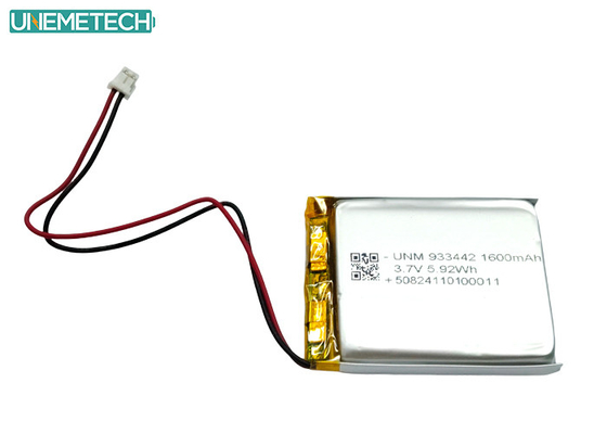 কাস্টমাইজড লি-পলিমার ব্যাটারি 3.7V 1600mAh 933442 লিথিয়াম পলিমার ব্যাটারি মেডিকেল পণ্যের জন্য