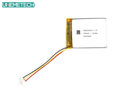 গুণমান 3.7V 450mAh রিচার্জযোগ্য লিথিয়াম-আয়ন পলিমার ব্যাটারি 423040 3C ডিজিটাল প্রোডাক্টের জন্য কারখানা